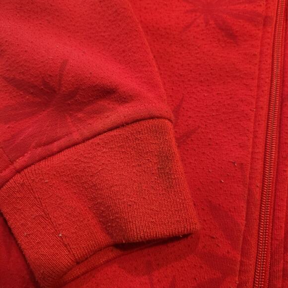 Fresh Kush Mens Large Red Full Zip Hoodie Embroidered All Over Print Sweatshirt - Picture 7 of 10